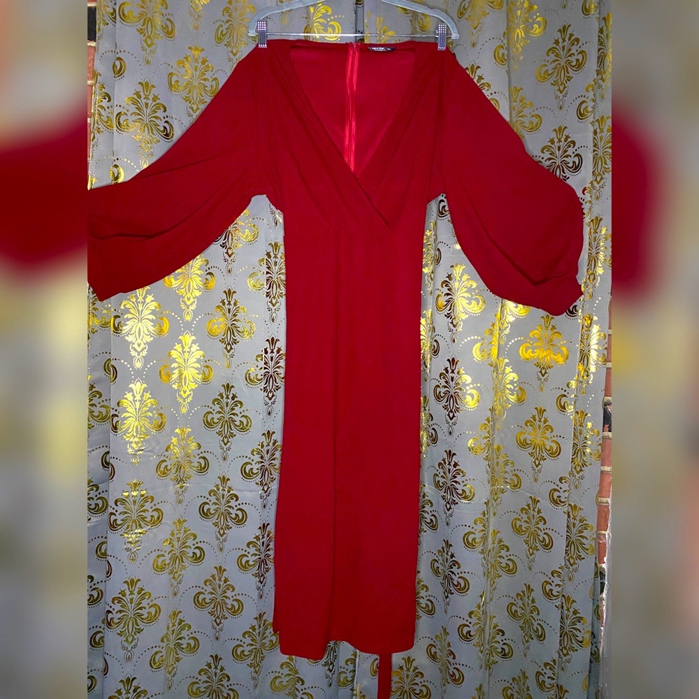 Shein Self Belted Split Hem Surplice Wrap Dress